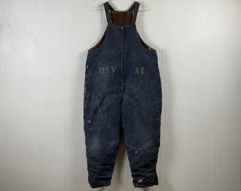 Vintage overalls, size large, U.S. Navy overalls, 1940s overalls, deck overalls, 1940s deck pants, military overalls, vintage clothing
