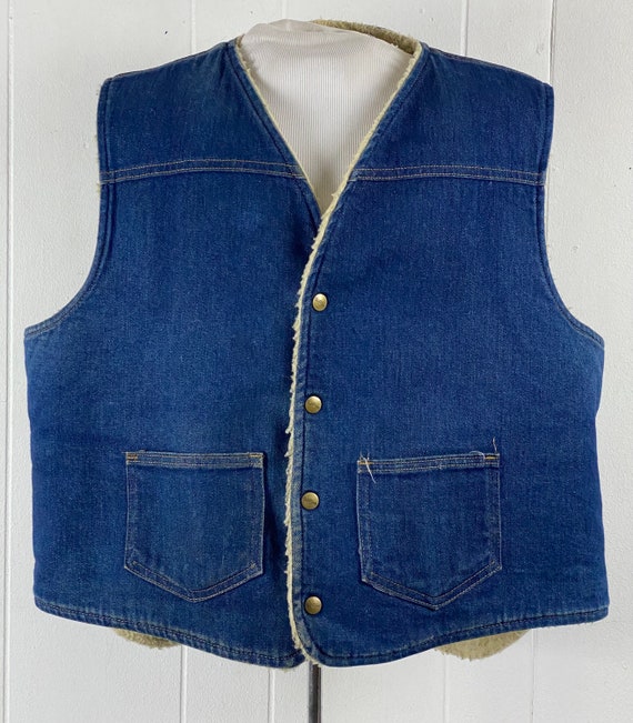 Vintage denim vest, size XXL, Carhartt vest, sher… - image 2