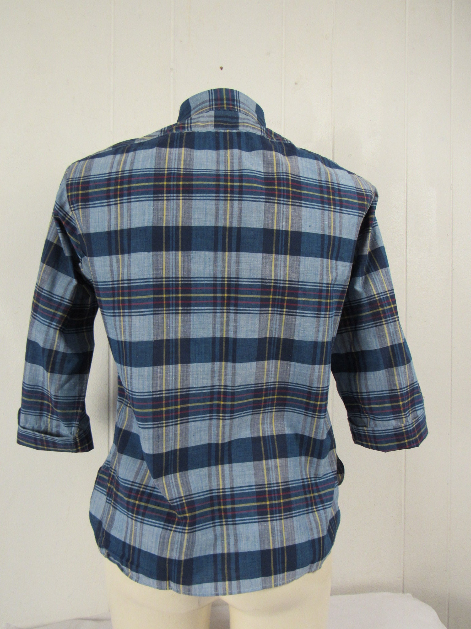 Vintage Shirt, M, Madras Shirt, 1960s Shirt, Madras Plaid Vintage Shirt, M, Madras Shirt, 1960s Shirt, Madras Plaid