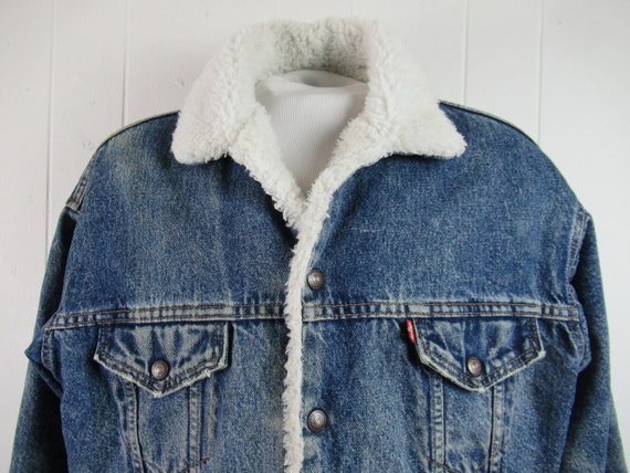 Vintage jacket, Levis jacket, denim coat, fleece … - image 2