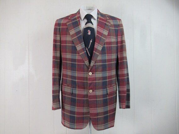 Vintage jacket, Madras plaid jacket, sports coat,