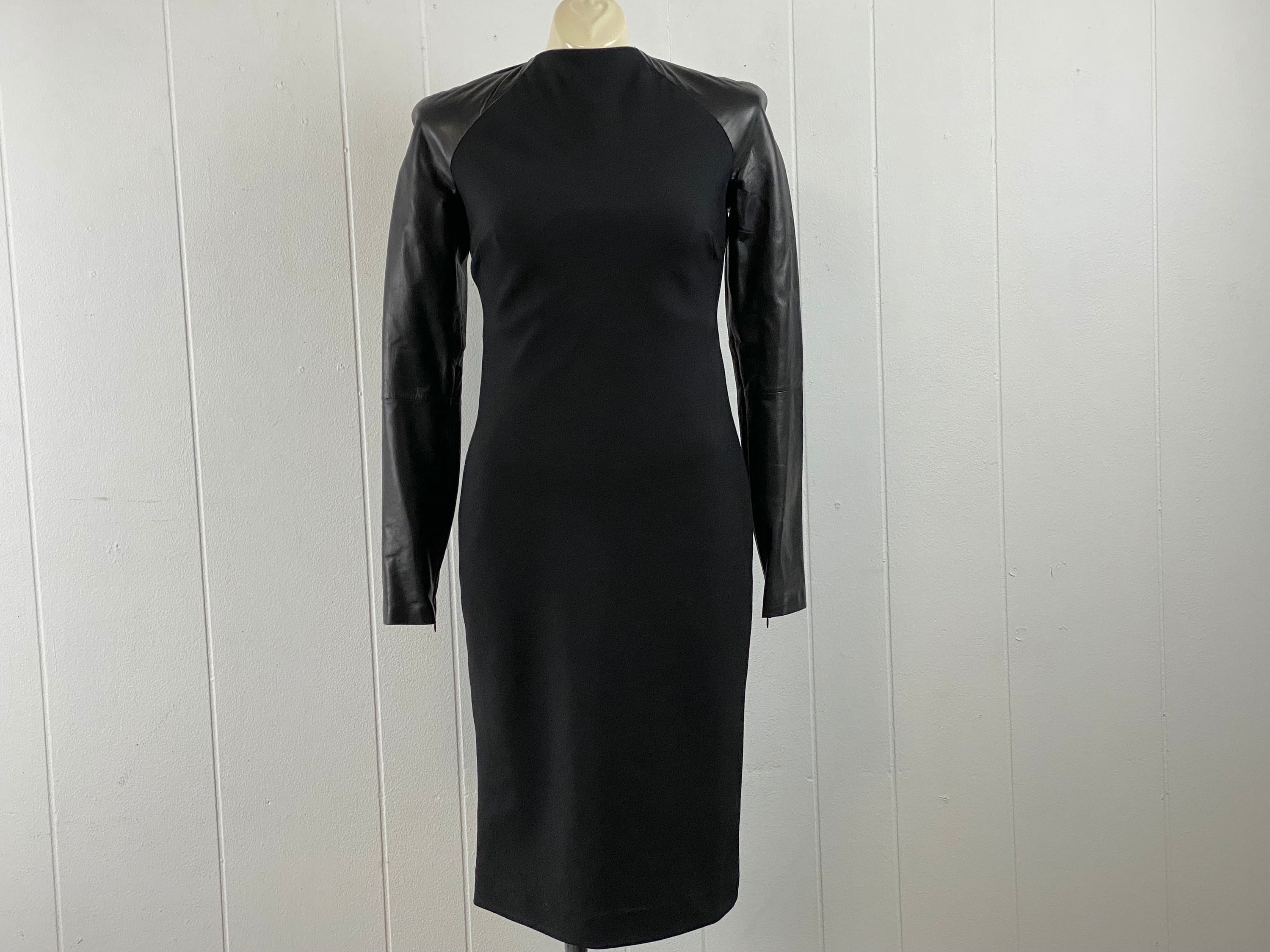 images of leather dresses Faux Leather Belted Dress Mahogany / M main image 1
