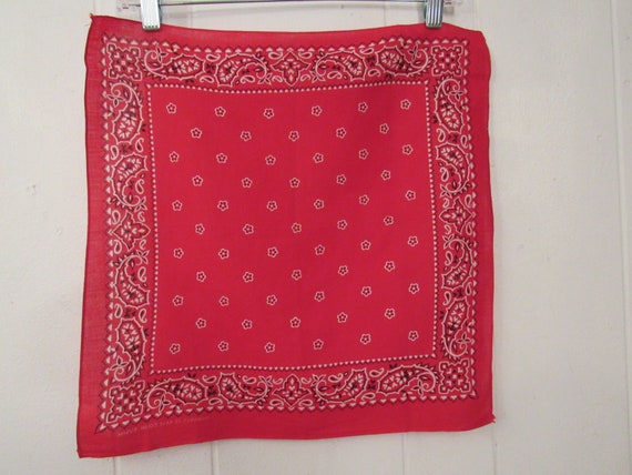 Vintage bandana, red bandana, 1940s 1950s bandana… - image 4