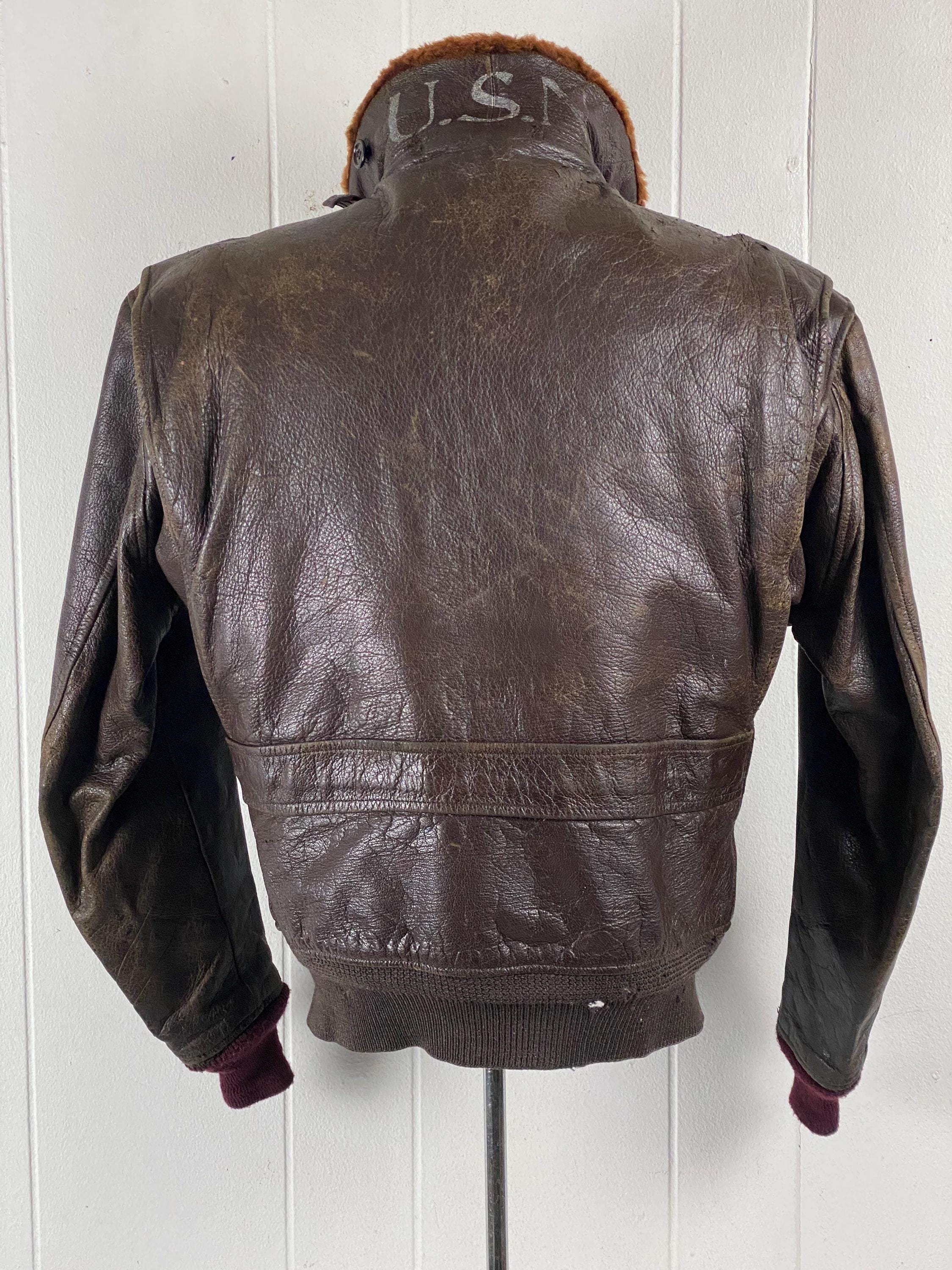 US navy 実物G-1 flight jacketサイズ38 1940s G-1 Jacket, Size 38, Buaer U. S. Navy Flight Jacket, G