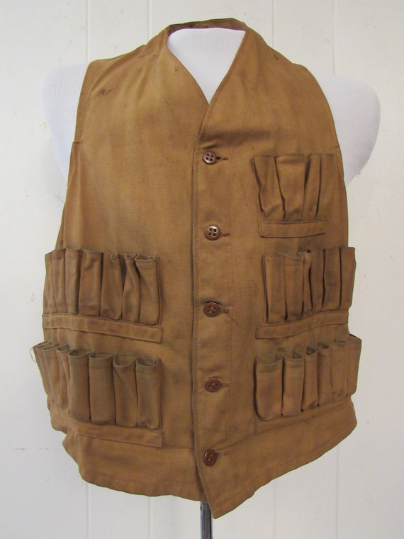 Vintage Hunting Vest, Hunting Vest, Brown Duck Vest, 1920s Vintage Hunting Vest, Hunting Vest, Brown Duck Vest, 1920s