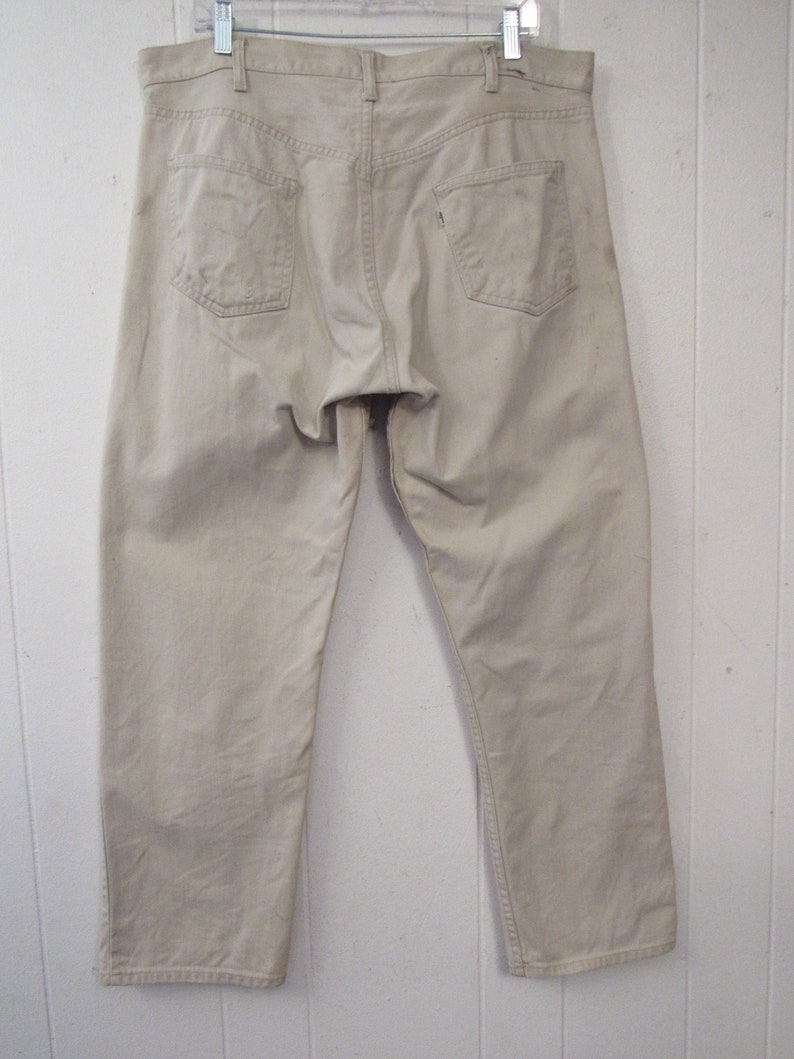 Vintage Levis pants, big E Levis pants, white denim pants, painter's pants, distressed denim, vintage clothing, 37.5 x 28.5 image 5