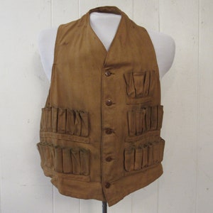 Vintage hunting vest, hunting vest, brown duck vest, 1920s hunting vest, shooting vest, vintage hunting, vintage clothing, size medium