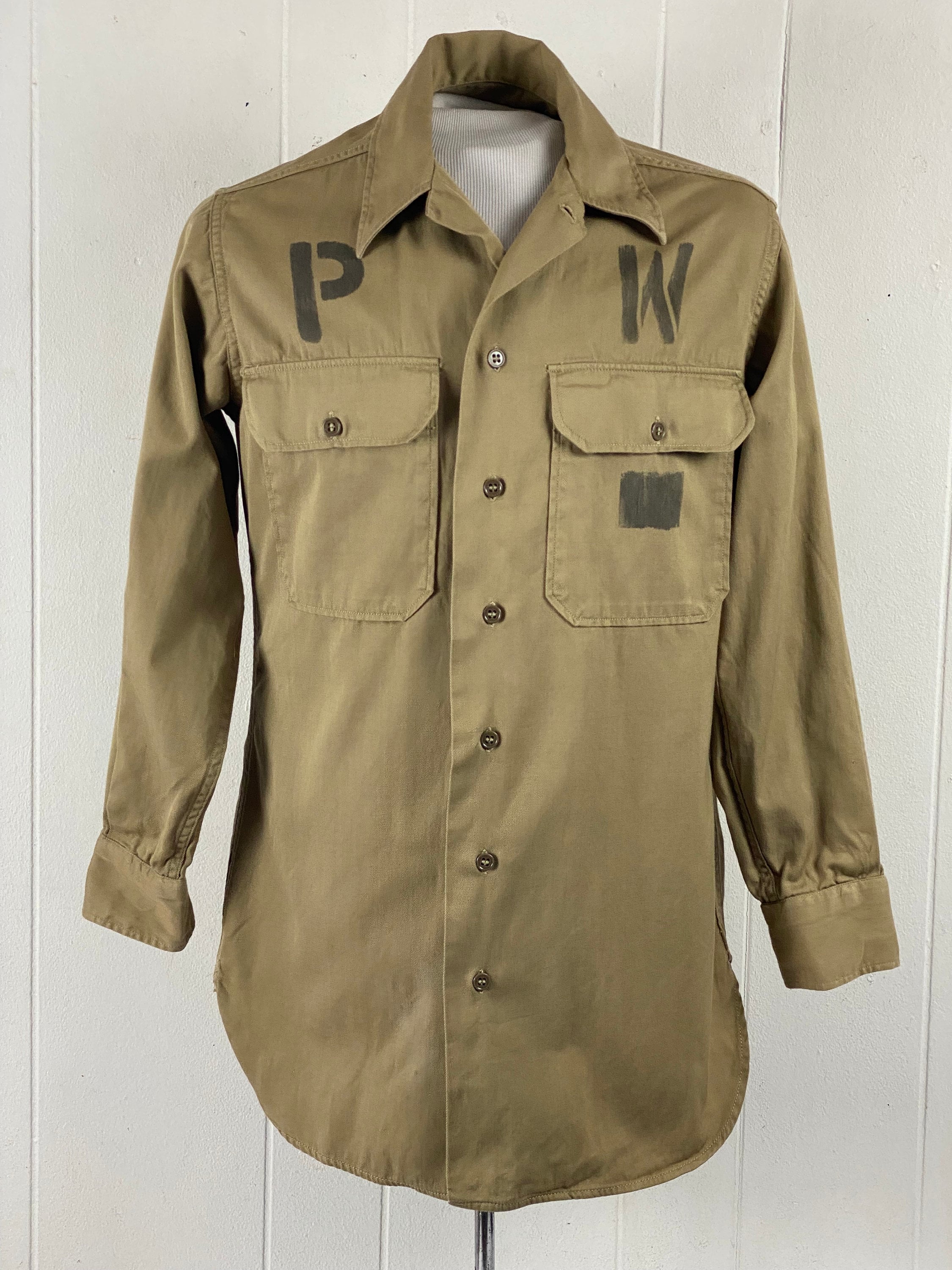 Vintage Shirt, Size Medium, P W Shirt, 1940s Shirt, Army Vintage Shirt, Size Medium, P W Shirt, 1940s Shirt, Army