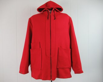 Vintage parka, jaren 1960 jas, ski jas, Puriteinse jas, capuchon jas, jaren 1960 parka, rode jas, vintage kleding, maat groot