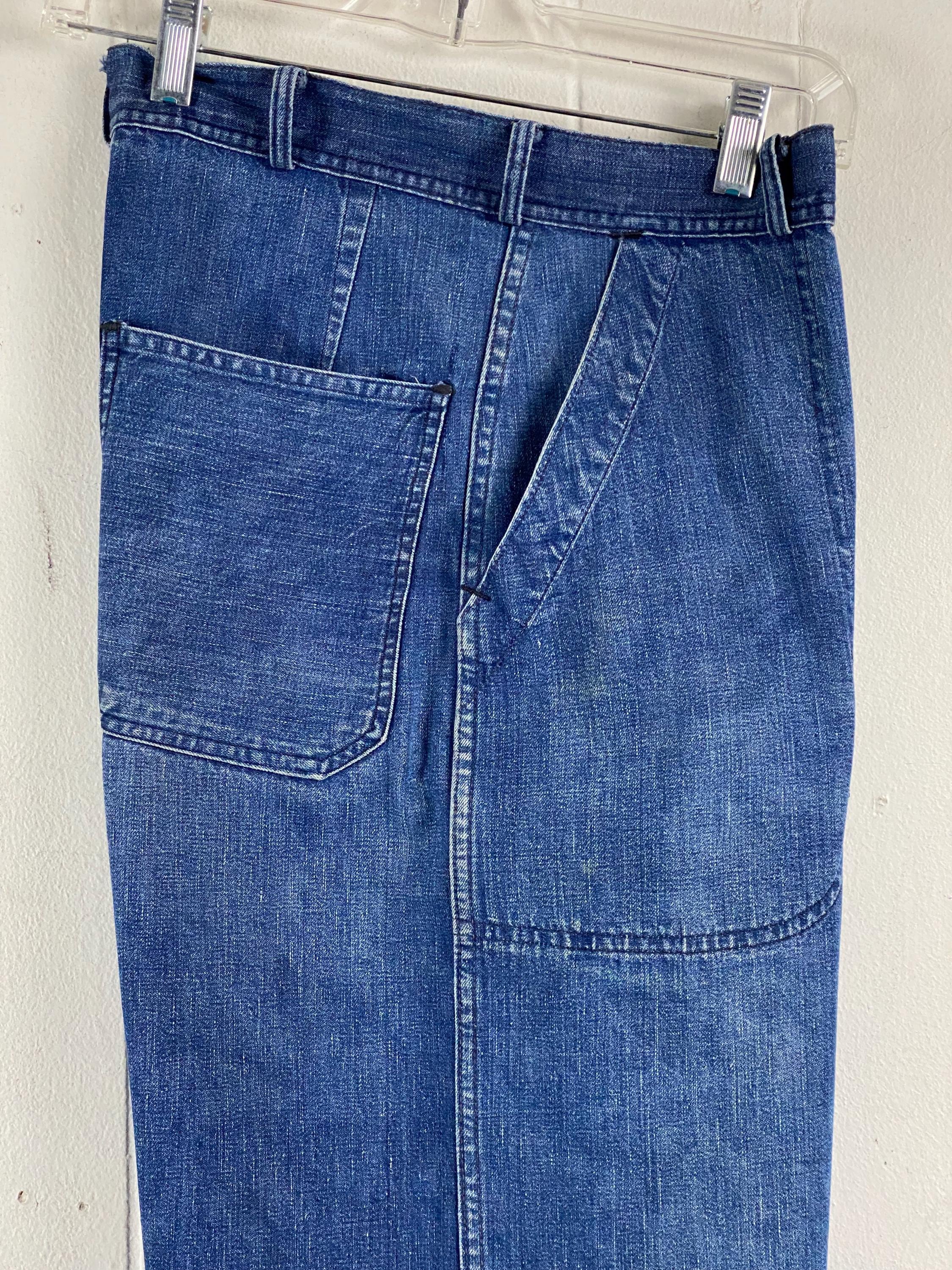Vintage Denim Pants, 29 X 28, U.S. Navy Pants, 1940s Denim