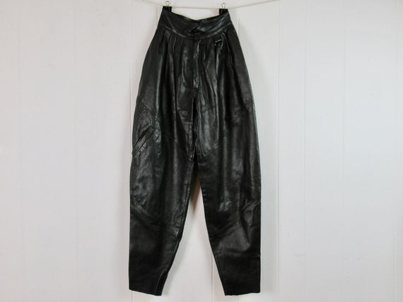 Vintage pants, leather pants, 1980s pants, high w… - image 1