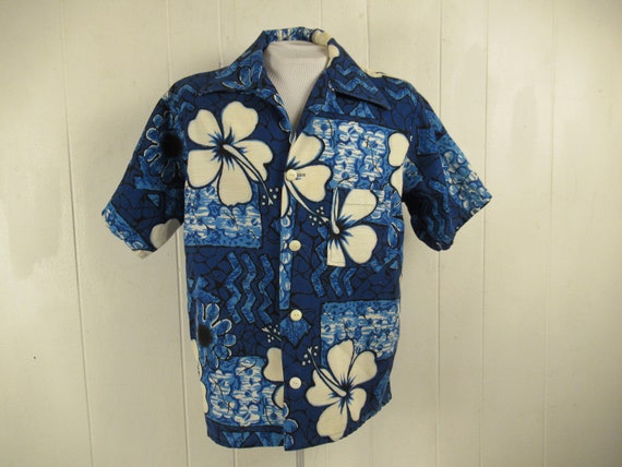 Vintage shirt, Hawaiian shirt, blue Hawaiian shirt