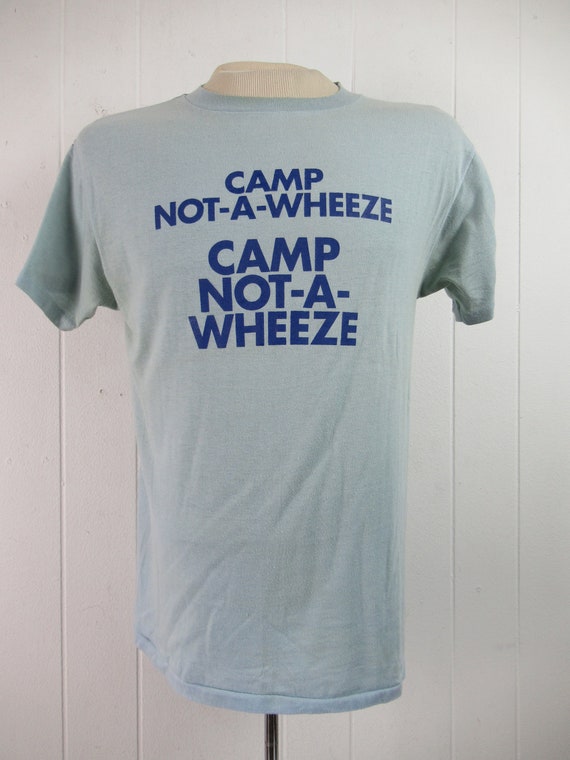 VINTAGE t shirt, 1970s t shirt, Camp Not a Wheeze, non Covid shirt, vintage clothing, size large, shirt, L View 2