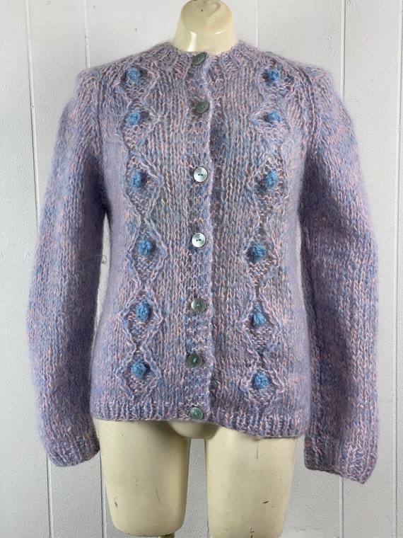 Vintage cardigan, size large, 1960s cardigan, Moh… - image 2