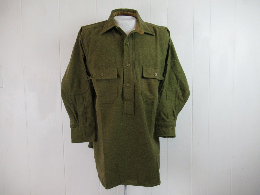 Vintage Shirt, 1910s Shirt, Chin Strap Shirt, Pullover Shirt, O.D. Flannel Shirt, Wool Shirt, Vintage Clothing, Size Medium, NOS - Etsy Vintage Shirt, 1910s Shirt, Chin Strap Shirt, Pullover Shirt, O.D. Flannel Shirt, Wool Shirt, Vintage Clothing, Size Medium, NOS - Etsy