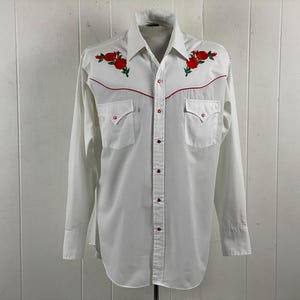 Rose Embroidered Western Shirt - Etsy