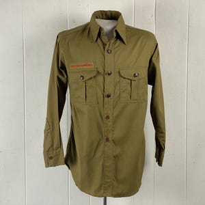 Vintage shirt, size medium, Boy scout shirt, 1940s shirt, button down shirt, removable buttons, B.S.A. shirt, vintage clothing, NOS