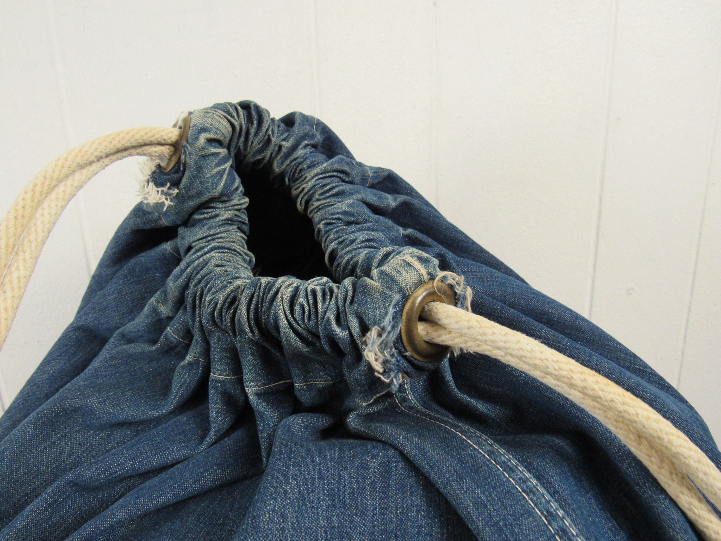 Vintage Bag, Denim Bag, 1940s Duffle Bag, WWII Denim Bag, Vintage 