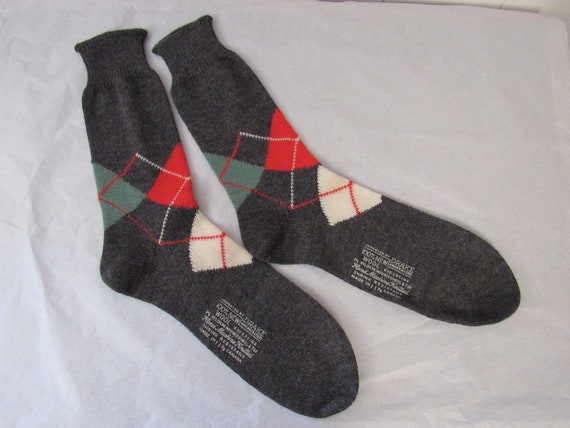 Vintage socks, argyle socks, 1950s socks, diamond socks, Drake, vintage clothing, size 11 1/2, NOS