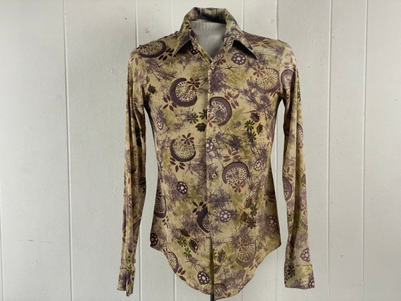 Vintage shirt, size small, disco shirt, 1970s shi… - image 1