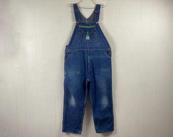 Vintage 40x29 Liberty Overalls Dark Wash Denim Blue Jeans Farmer