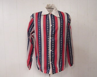 Vintage jas, vlag jas, racing jacket, rood wit en blauw, racing jacket, sterren en strepen, vintage kleding, medium