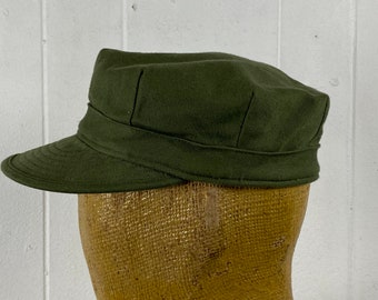 Vintage hat, Army hat, utility cap, 1950s hat, O G green military hat, cotton sateen cap, vintage clothing, size 7, NOS