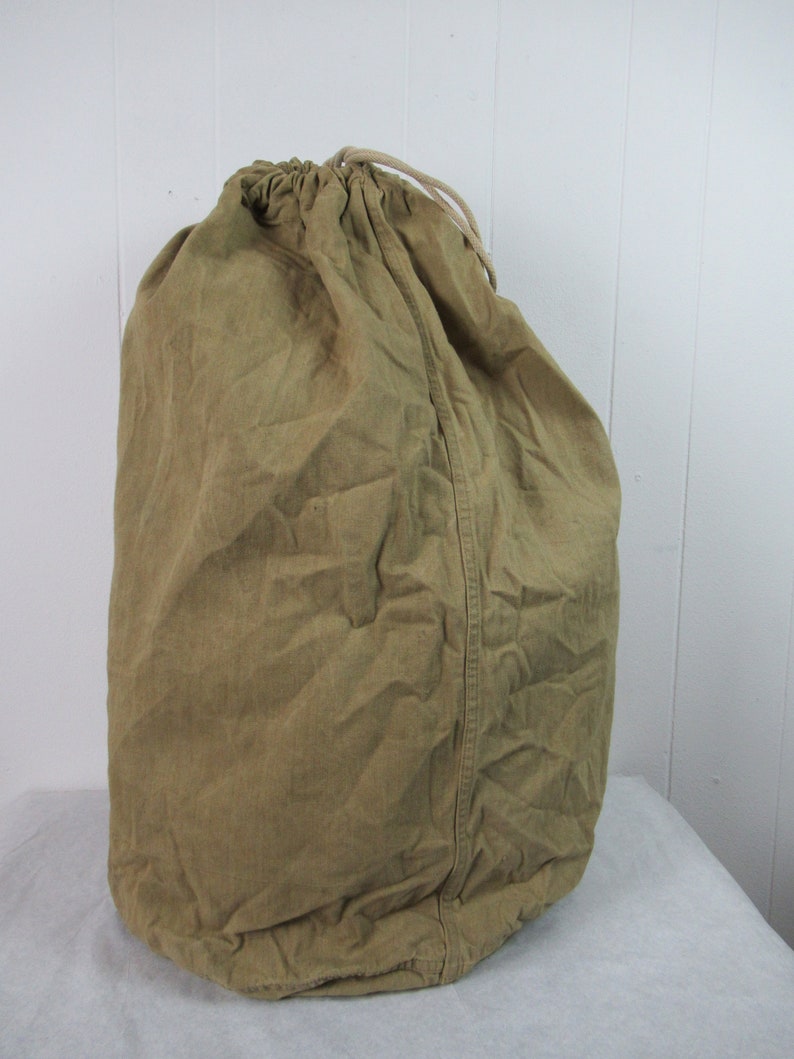 Vintage bag, 1920s bag, khaki bag, U.S. Army bag, vintage duffel bag, military bag, vintage tote, vintage luggage image 4