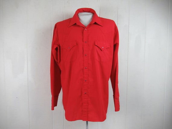 Vintage shirt, 1980s shirt, Cowboy shirt, red wes… - image 1