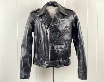 ジャケット・アウター Vintage Leather Police Jacket Talon Zip Vintage Leather Jacket L 70s Police Motorcycle Talon Zip Black - Etsy