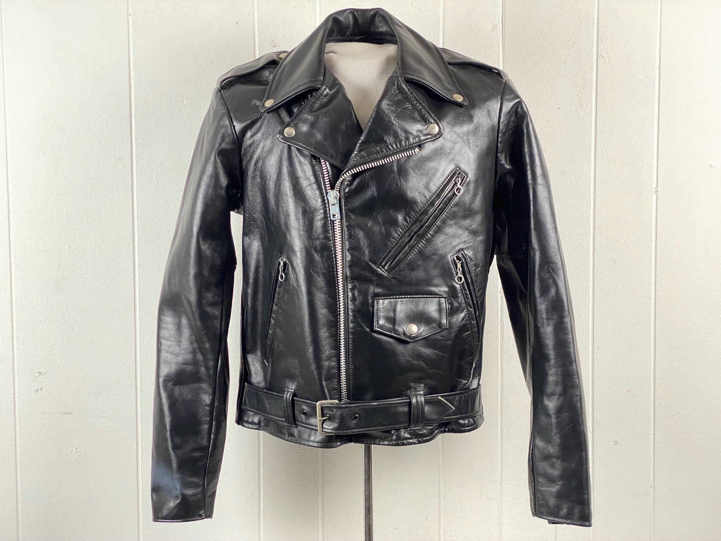 Leather Jacket, Size 40, Vintage Leather Jacket, 1970s Biker