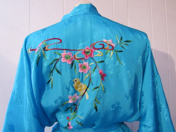 Vintage robe, asian robe, embroidered robe, bird a