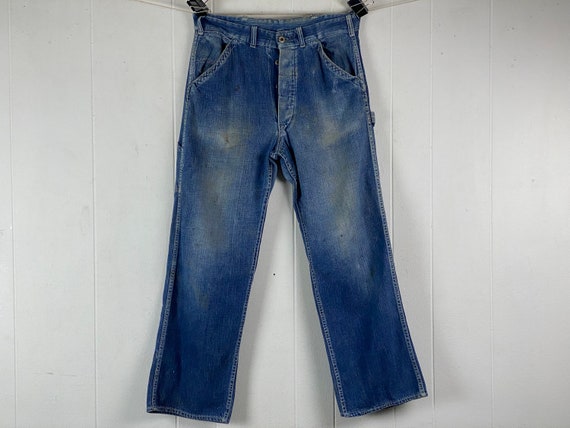 Vintage pants, 33 X 28.5, 1930s denim pants, work… - image 1