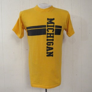 Vintage t shirt, Michigan t shirt, 1970s t shirt, U of M t shirt, yellow t shirt, vintage clothing, size medium