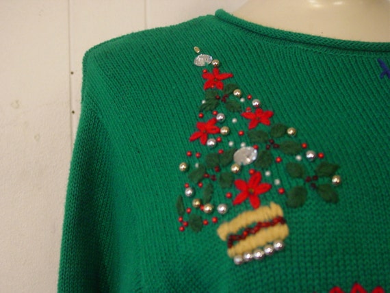 Ugly Christmas sweater, Vintage 1980s, christmas,… - image 2