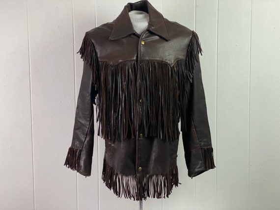 Vintage jacket, leather jacket, fringe jacket, 19… - image 1