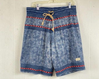 Polo swim shorts, size 34, Ralph Lauren board shorts, Aztec print swimsuit, Ralph Lauren shorts, 1980s swimming trunks, vintage clothing