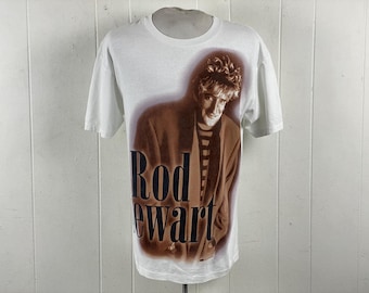 Vintage t shirt, size large, Rod Stewart t shirt, 1990s t shirt, concert tour, big face t shirt, band t shirt, In the Road, vintage clothing