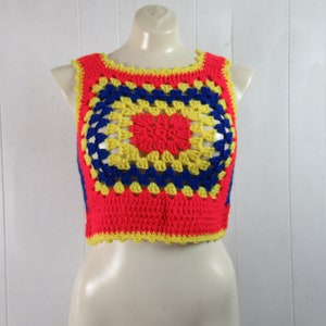 Vintage crochet top, hippy shirt, crochet, vest, 1970s top, 1970s shirt, vintage clothing, size small