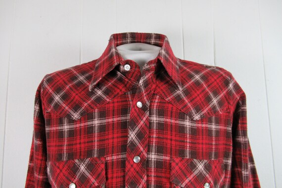 Vintage shirt, 1970s shirt, flannel shirt, cotton… - image 2