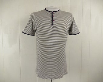 Vintage t shirt, 1950s t shirt, vintage Brooks Bros. shirt, striped t shirt, henley t shirt, vintage clothing, size medium