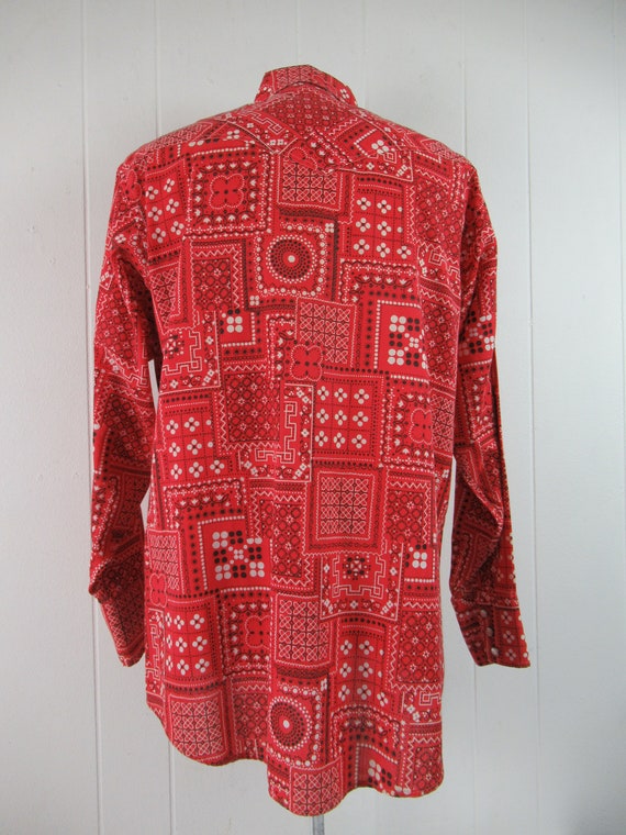 Vintage shirt, 1960s shirt, bandana shirt, cowboy shirt, western shirt, vintage clothing, size large View 5