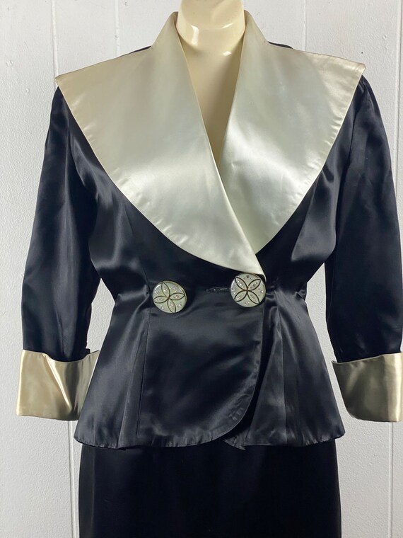 Vintage suit, size medium, 1940s suit, satin suit… - image 3