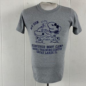 Snoopy t shirt, size small, vintage t shirt, Naval Training Center, 1970s t shirt, Snoopy and Woodstock, Schultz t shirt, vintage clothing