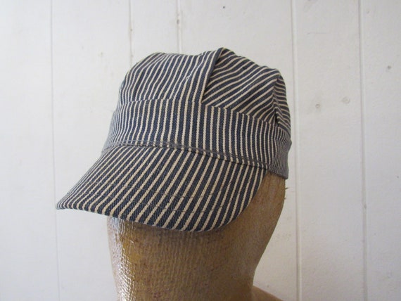 Vintage hat, denim hat, Engineer cap, vintage work
