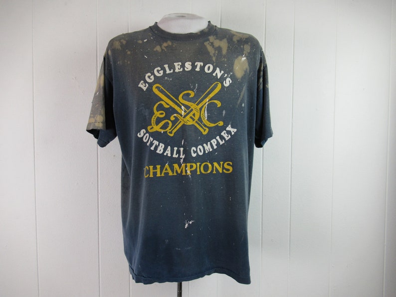 Vintage t shirt, painter's t shirt, distressed t shirt, Eggleston's Champions, vintage clothing, size XL image 1