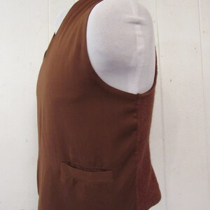 Vintage vest, 1950s vest, Gabardine vest, Rayon vest, brown vest, vintage clothing, size small image 3