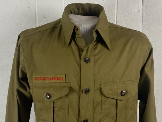 Vintage shirt, size medium, Boy scout shirt, 1940s shirt, button down shirt, removable buttons, B.S.A. shirt, vintage clothing, NOS View 3