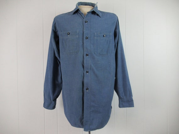 Vintage shirt, 1940s work shirt, 1940s chambray shirt… - Gem