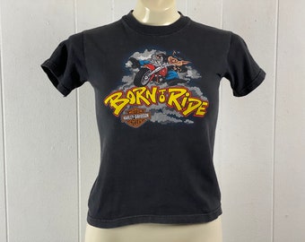 VINTAGE 1989 Rebel With A Cause Harley Davidson T-shirt / Live 